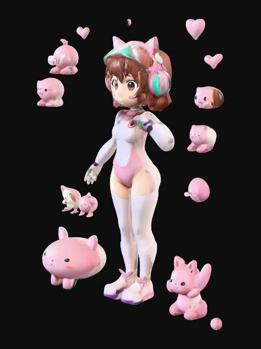 3D model for Ochaco Uraraka (Uravity): And don't forget to make me look cute and stylish! I want my Zero Gravity Quirk to be lifting up some adorable objects, like cute animals or toys.