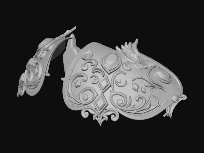 3D model for hombreras doradas con esmeraldas para una amazona
