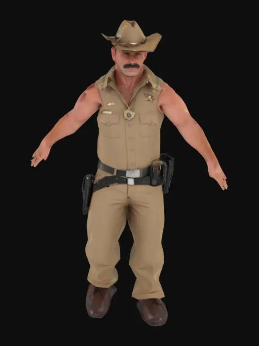 3D model for A Male Sheriffs Deputy in an T Pose, Realistic
