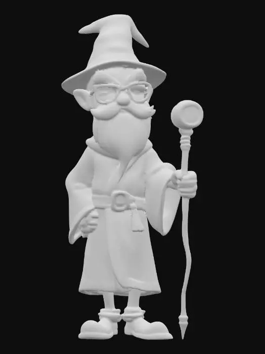 3D model for Erstelle eine Figur von einem süßen, niedlichen aber schlecht gelaunten Zauberer.
