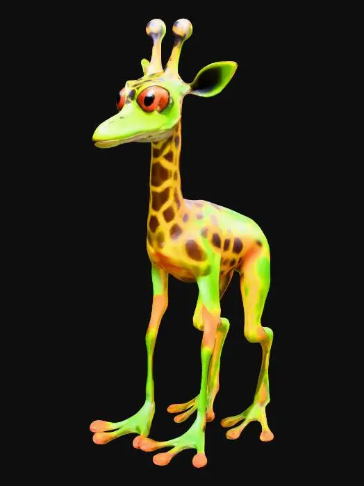 3D model for Giraffenfrosch, Giraffe Frosch mix, haut mit bodypaint maya neon