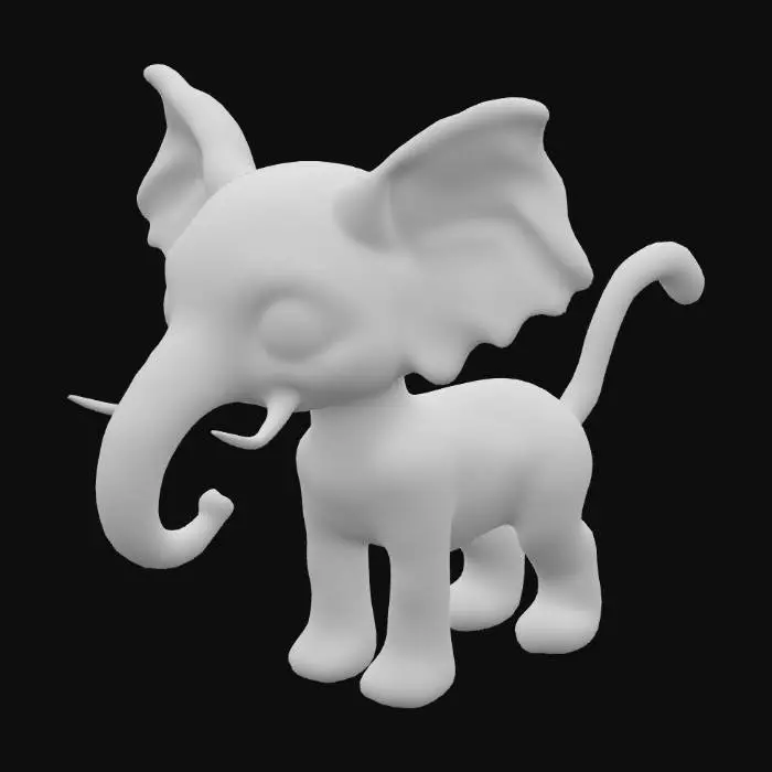 3D model for katzant, elefant katze mix, karierte haut mit bodypaint afrikanisch