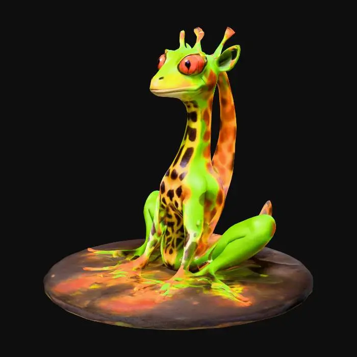 3D model for Giraffenfrosch, Giraffe Frosch mix, haut mit bodypaint maya neon
