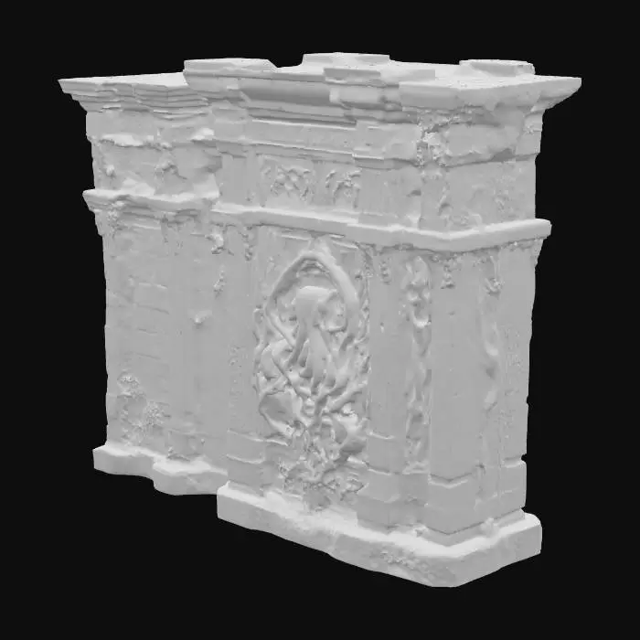 3D model for Tempelanlage nach Motiven von H.P.Lovecrafts Cthuluh Mythos . mit gruseligen relief Mäandern rechteckige Gebäude . Wie im Roman "Berge des Wahnsinns"