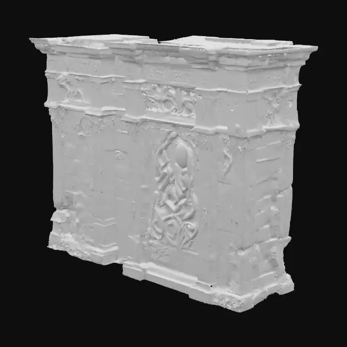 3D model for Tempelanlage nach Motiven von H.P.Lovecrafts Cthuluh Mythos . mit gruseligen relief Mäandern rechteckige Gebäude . Wie im Roman "Berge des Wahnsinns"