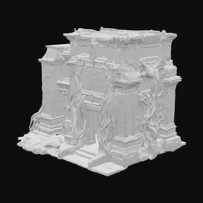 3D model for Tempelanlage nach Motiven von H.P.Lovecrafts Cthuluh Mythos . mit gruseligen relief Mäandern rechteckige Gebäude . Wie im Roman "Berge des Wahnsinns"