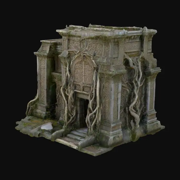 3D model for Tempelanlage nach Motiven von H.P.Lovecrafts Cthuluh Mythos . mit gruseligen relief Mäandern rechteckige Gebäude . Wie im Roman "Berge des Wahnsinns"