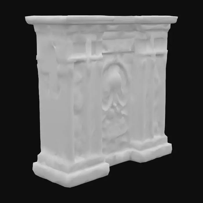 3D model for Tempelanlage nach Motiven von H.P.Lovecrafts Cthuluh Mythos . mit gruseligen relief Mäandern rechteckige Gebäude . Wie im Roman "Berge des Wahnsinns"