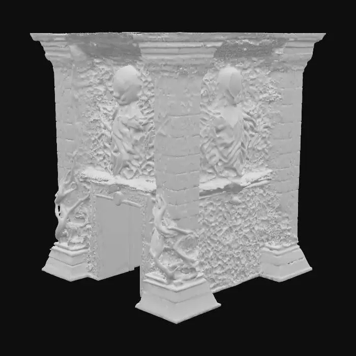 3D model for Tempelanlage nach Motiven von H.P.Lovecrafts Cthuluh Mythos . mit gruseligen relief Mäandern rechteckige Gebäude . Wie im Roman "Berge des Wahnsinns"