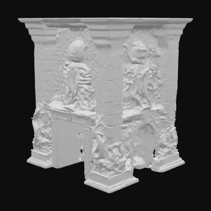 3D model for Tempelanlage nach Motiven von H.P.Lovecrafts Cthuluh Mythos . mit gruseligen relief Mäandern rechteckige Gebäude . Wie im Roman "Berge des Wahnsinns"