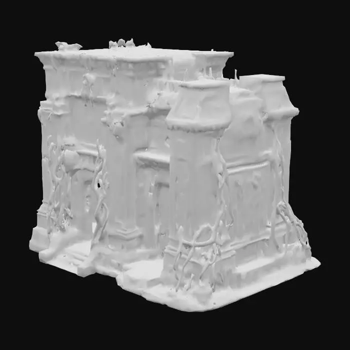 3D model for Tempelanlage nach Motiven von H.P.Lovecrafts Cthuluh Mythos . mit gruseligen relief Mäandern rechteckige Gebäude . Wie im Roman "Berge des Wahnsinns"