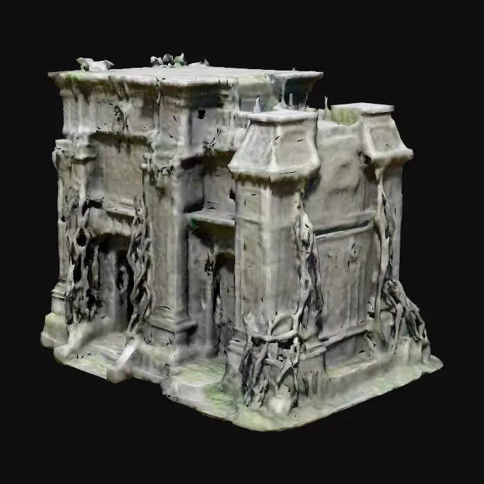 3D model for Tempelanlage nach Motiven von H.P.Lovecrafts Cthuluh Mythos . mit gruseligen relief Mäandern rechteckige Gebäude . Wie im Roman "Berge des Wahnsinns"