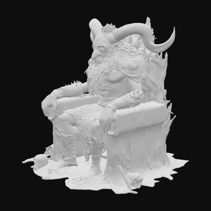 3D model for Vorchristliche, heidnische gehörnte Gottheit. Auf einem Thron aus Schädeln und Knochen. Ursprung des Weihnachsmythos.  fotorealistisch. high quality.