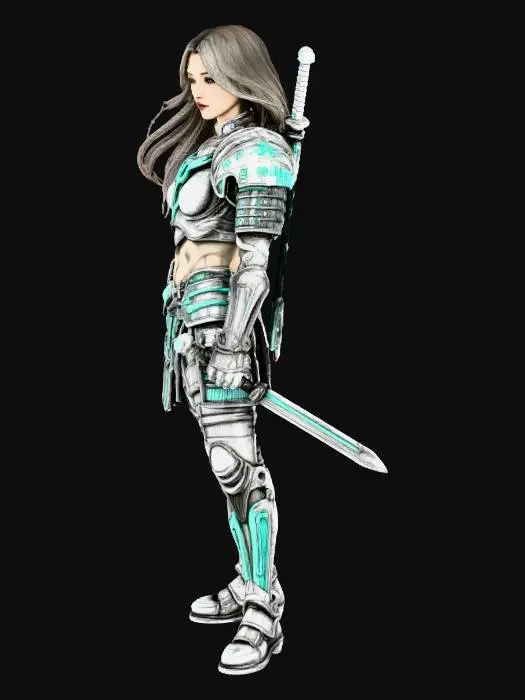 3D model for Cyber Samurai Women Guardian