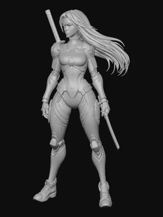 3D model for Cyber Samurai in the Rain