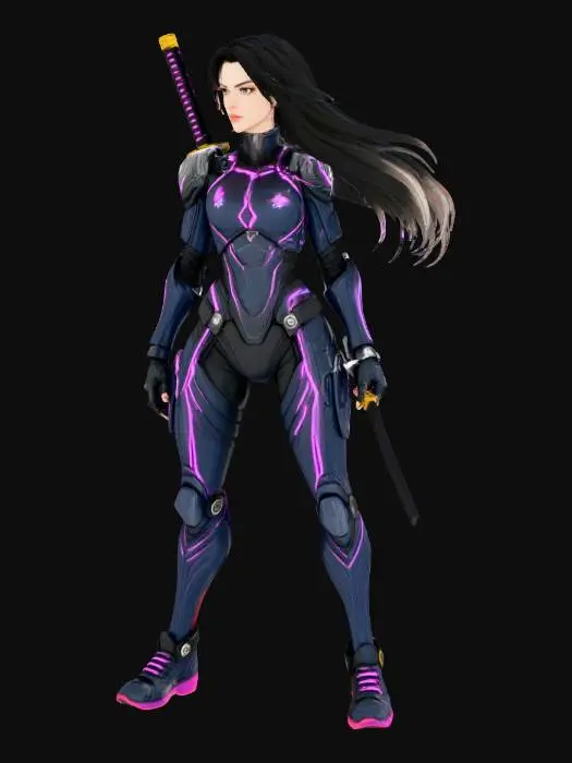 3D model for Cyber Samurai in the Rain