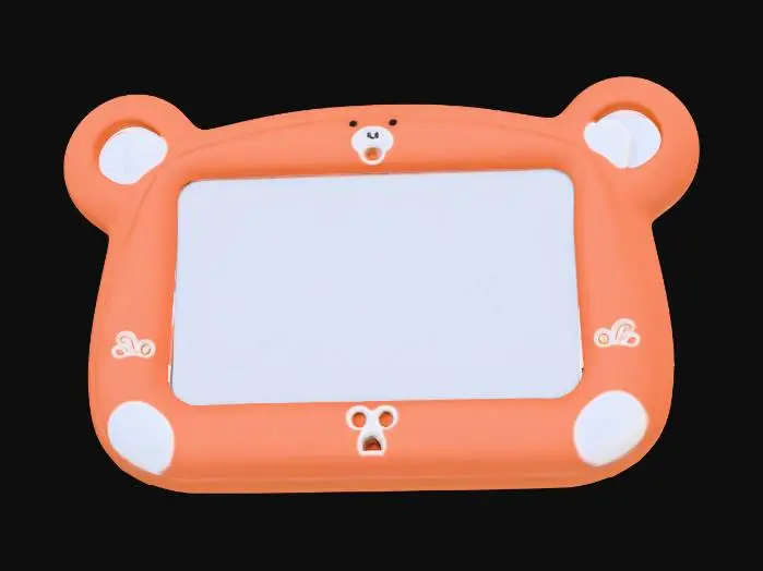 3D model for Create a cute toddler-sized writing tablet inspired by Bingo from Bluey.
Tablet shape should be soft and rounded, child-friendly, with a thick, smooth frame in Bingo’s orange and cream colors.
Include a flat screen area for drawing.
Design the tablet frame with subtle Bingo-themed features such as ear-like bumps, tiny paw print corners, or a small Bingo face emblem at the top.
Make the mesh low-poly friendly, one solid piece, clean topology, no holes or thin parts.
Simple cartoon style.
Generated UV map should be clean and uncluttered.
Optimized for 3D printing and game engines.