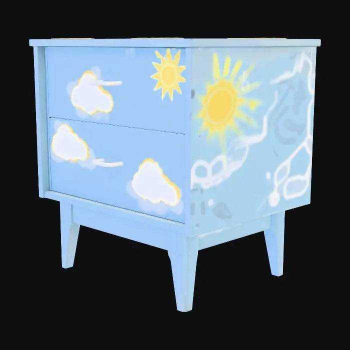 3D model for Blue Sky Nightstand with Clouds and Sun