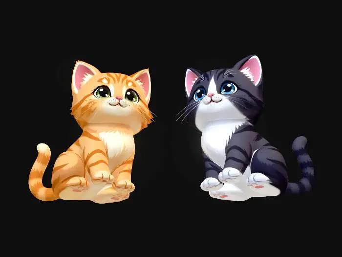 3D model for Two Kittens in a Sunny Room