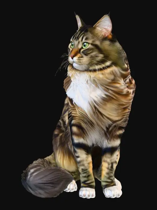 3D model for create a maine coon cat on a white background