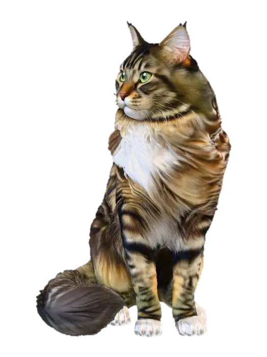 create a maine coon cat on a white background - Mainecoon 3D model, vytvořený pomocí AI