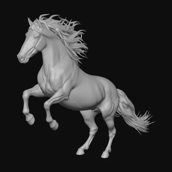 3D model for a chestnut horse with a flaxen mane and tail rearing up