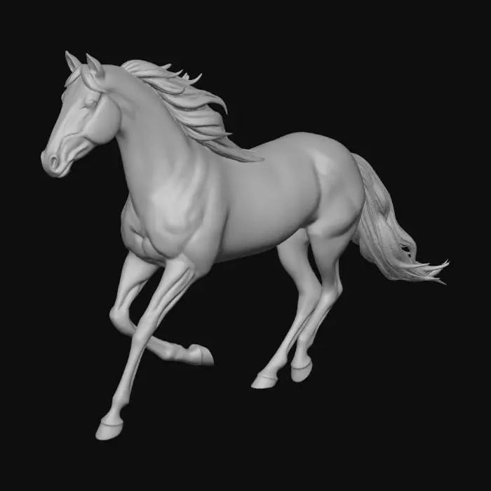 3D model for a palomino and white show horse trotting