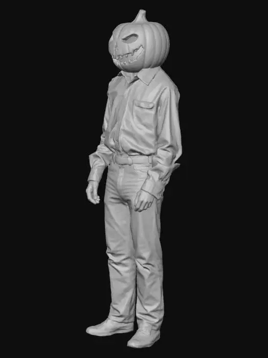 3D model for #Halloween2025#, a scary pumkin man with claw hand