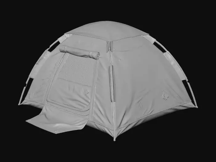 3D model for worn modern 2 man tent closed flaps