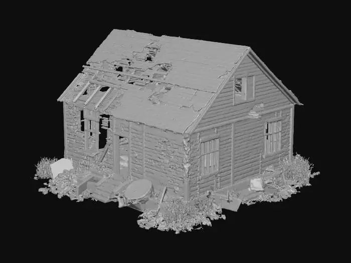 3D model for destroyed by an apocalypse house with smashed windows and no doors