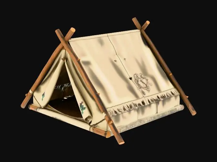 3D model for worn 2 man tent closed