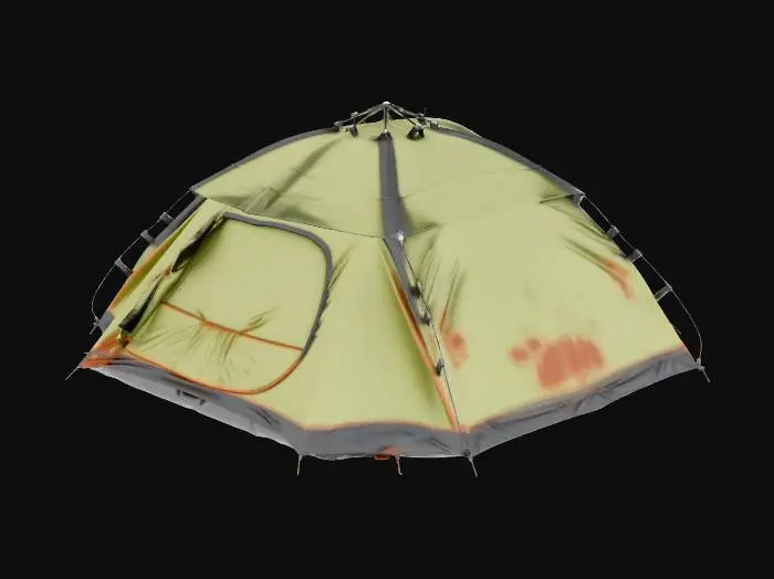 3D model for Four Man open tent that is dirty