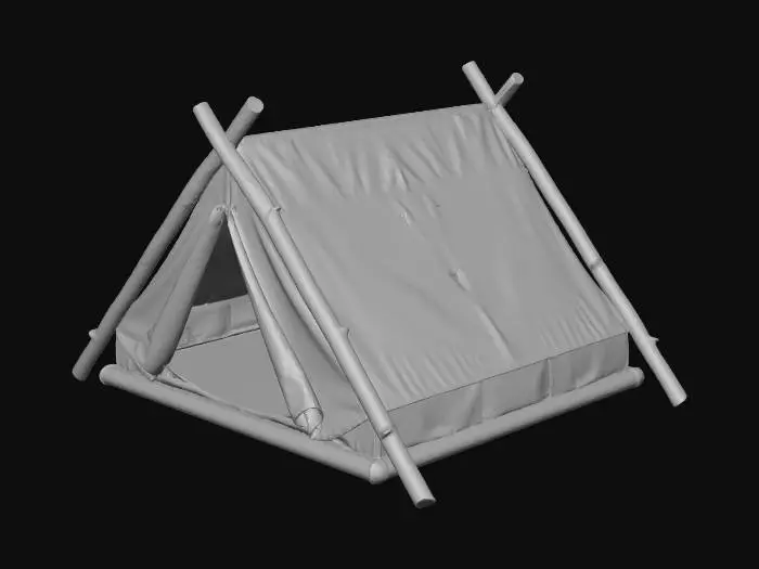 3D model for worn 2 man tent closed