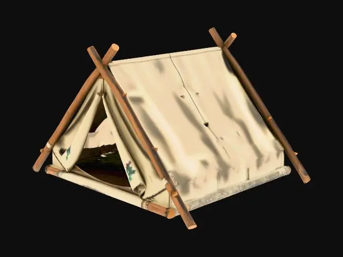 3D model for worn 2 man tent closed
