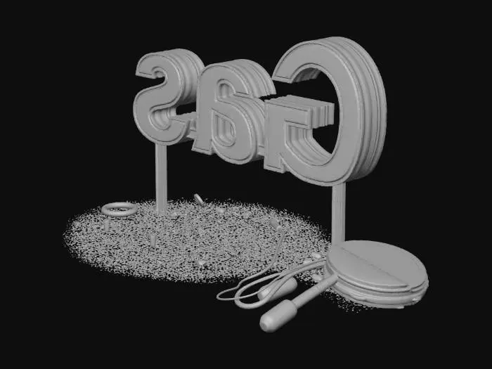 3D model for decayed and worn gas station sign in English language in apocalypse setting