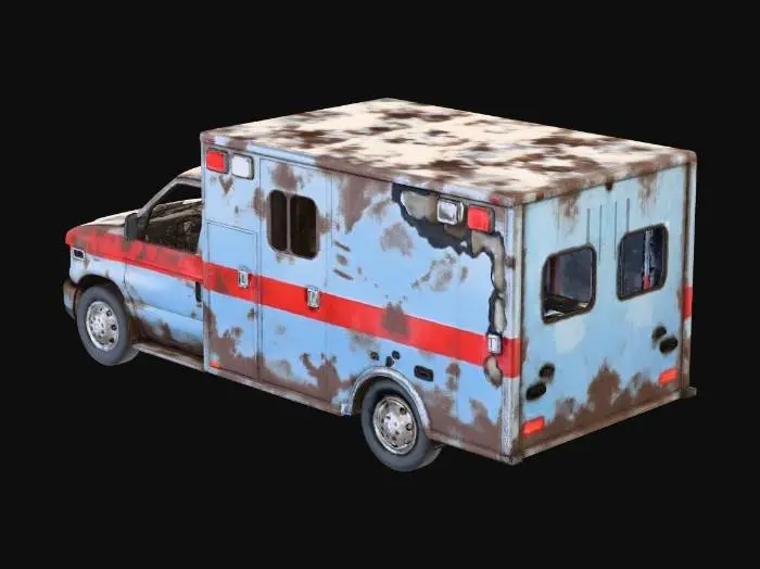 3D model for abandoned_ambulance