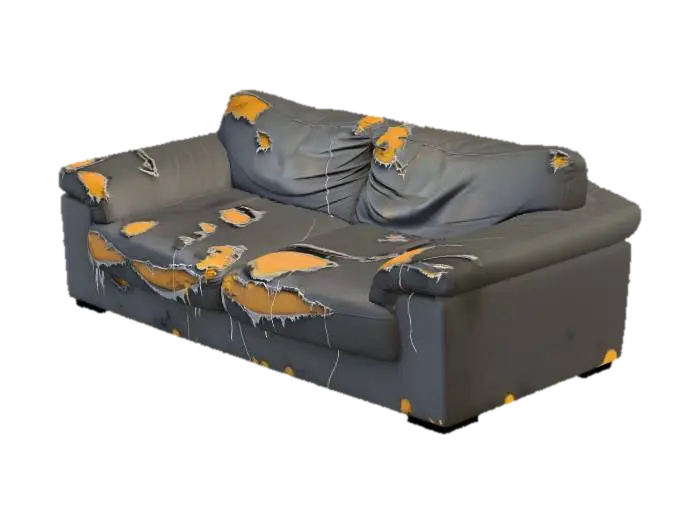 Tattered Sofa - Apocalypse 3D model, vytvořený pomocí AI