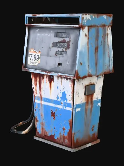 3D model for rusty modern gas station pump in apocalypse setting