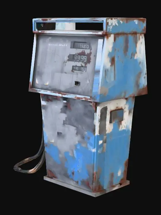 3D model for rusty modern gas station pump in apocalypse setting