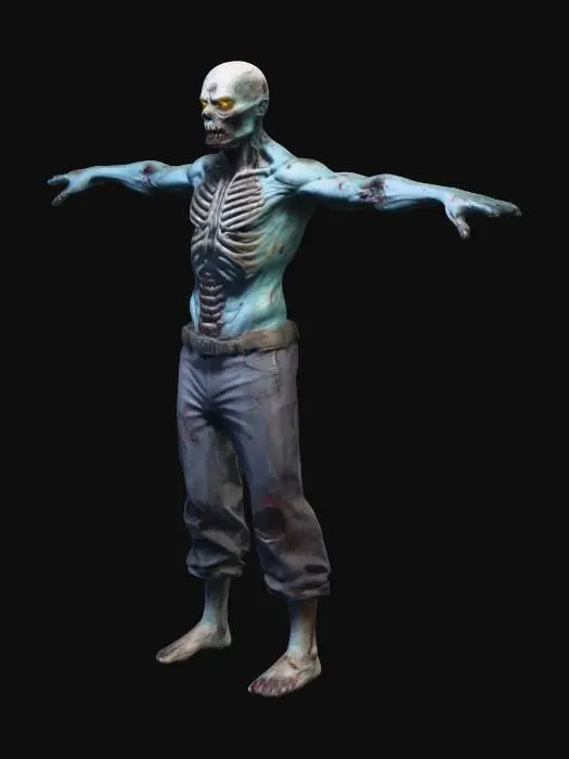 3D model for apocalypse nuclear zombie with no weapons and t-pose