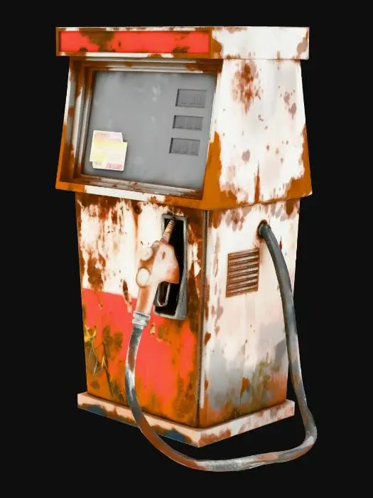 3D model for rusty modern gas station pump in apocalypse setting