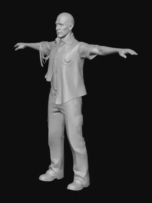 3D model for wounded apocalypse zombie with t-pose and no weapons