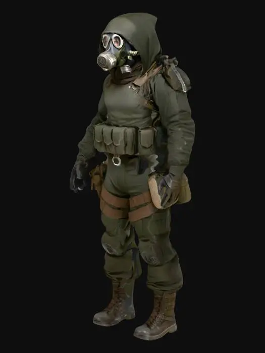 3D model for gas mask wearing soldier in post-apocalypse t-pose

no weapons