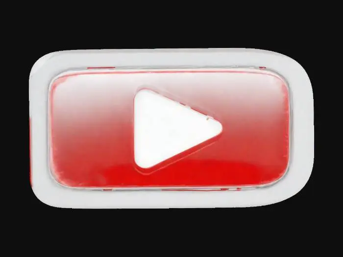 3D model for YouTube Play Button, red color outside, white color inside