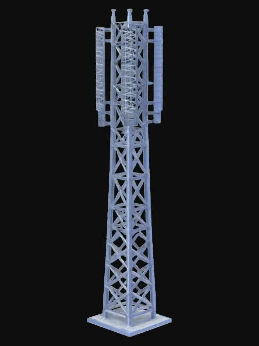3D model for Create a detailed 3D model of a cell phone tower that embodies a realistic design. The tower should be constructed from a lattice structure, emphasizing a stocky and thick appearance. Ensure that the model is suitable for 3D printing, maintaining high-quality standards throughout the design process. Please include specifications for dimensions and materials that enhance its structural integrity while providing an aesthetically pleasing representation.