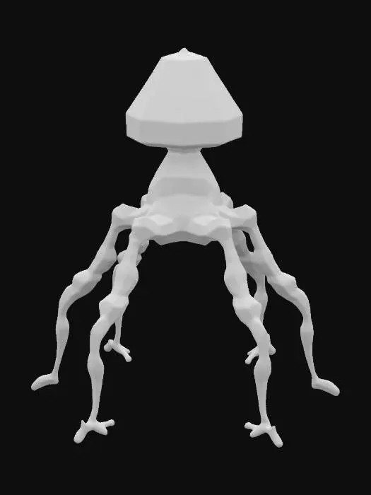 3D model for Create a detailed and realistic 3D model of a bacteriophage that features a geometric and edgy design. The model should incorporate thick structural elements to enhance durability and ensure it is suitable for 3D printing. Aim for high quality and intricate detailing to accurately represent the unique characteristics of a bacteriophage, while maintaining an aesthetically striking appearance.