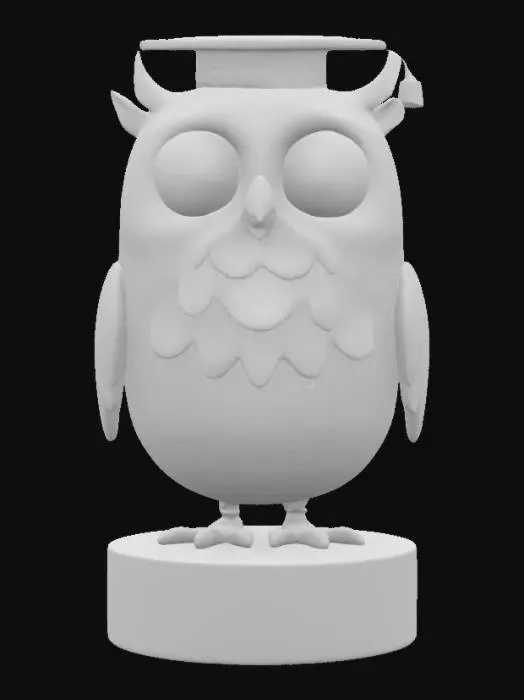 3D model for The Duolingo owl, bright green, ready to teach you a language