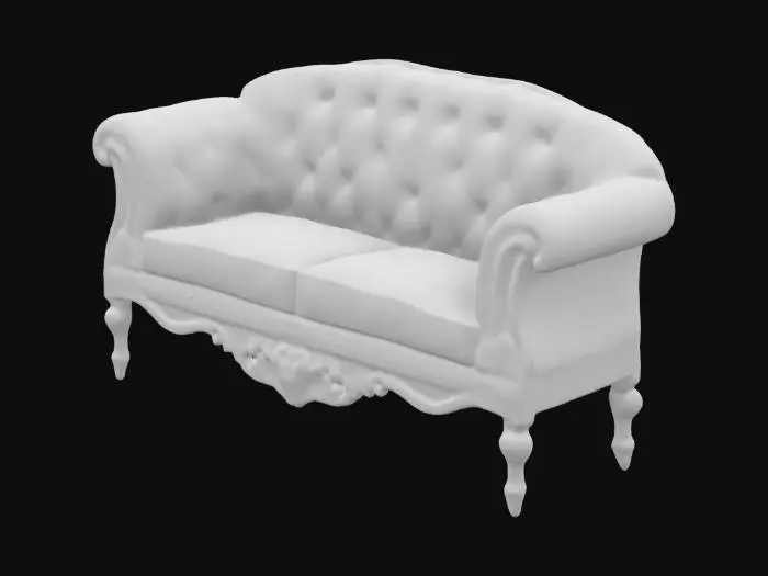 3D model for altes antikes sofa aus holz und lederbezug
