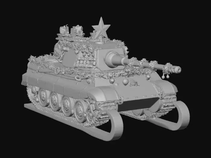 3D model for king tiger tank Christmas sleigh