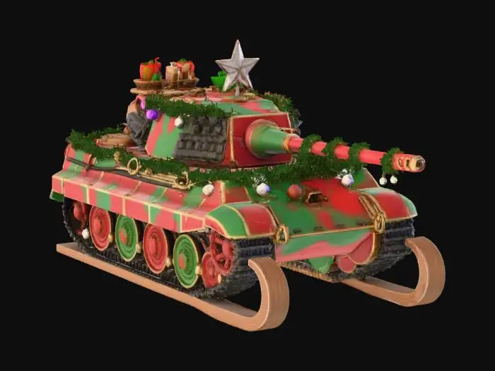 3D model for king tiger tank Christmas sleigh